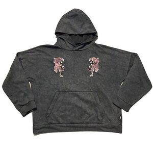 EPTM Hoodie Sweatshirt Gray Pocket  Embroidered Tiger Men’s Size Large